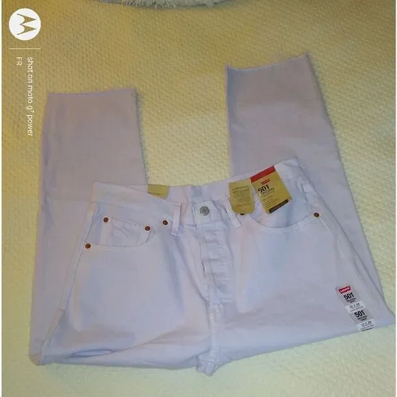 NWT Levy's 501 32x26 lilac cropped straight leg jeans - Picture 4 of 14